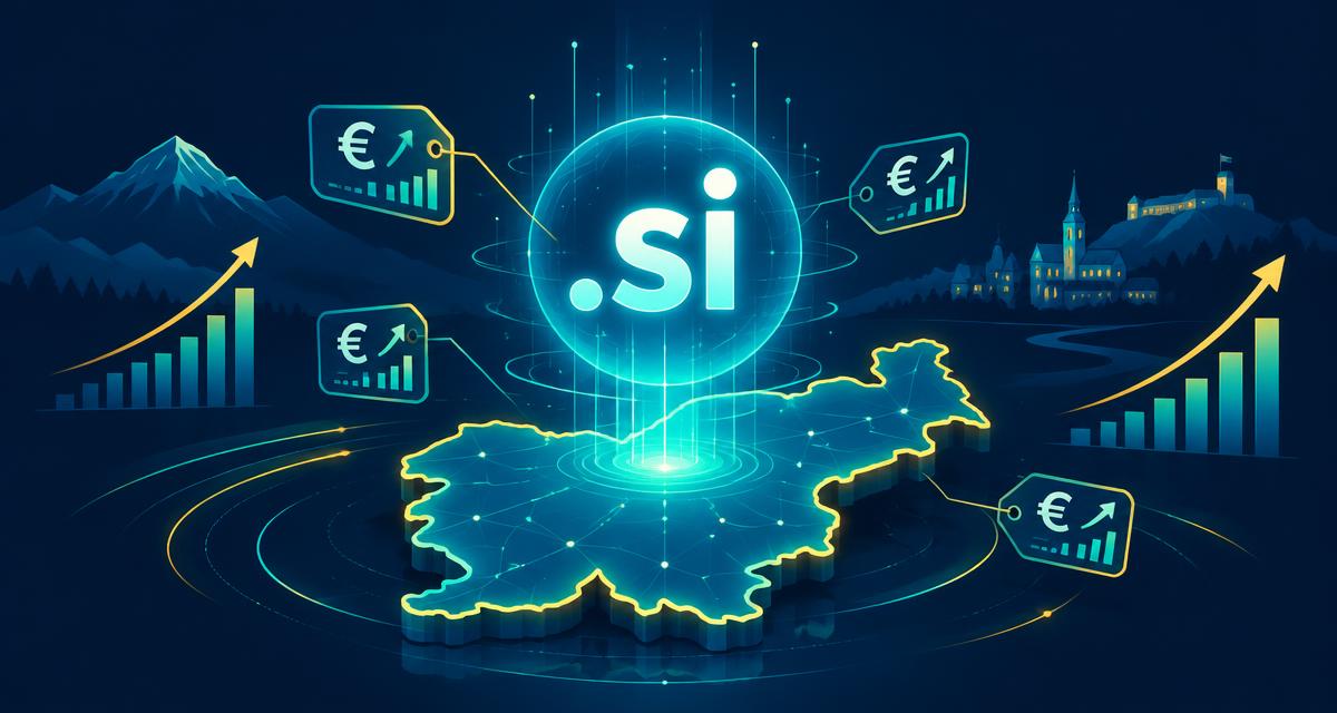 .si domain name rising above Slovenia with growth charts — the Super Intelligence domain rush